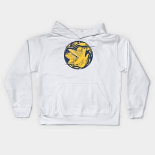 Navy Gold Circle of The Hummingbird Kids Hoodie